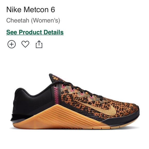Nike Women's Metcon 6 Black Metallic Gold Chutney Cheetah At3160 096 - Picture 1 of 9